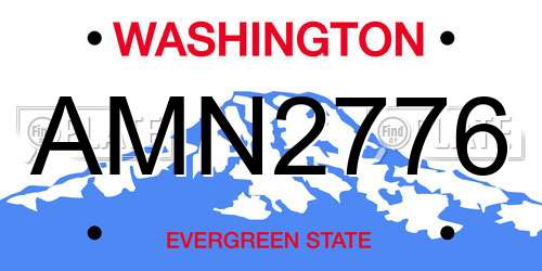 AMN2776 Washington License Plate