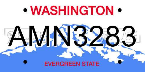 AMN3283 Washington License Plate