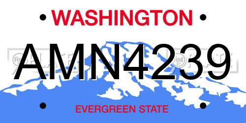 AMN4239 Washington License Plate