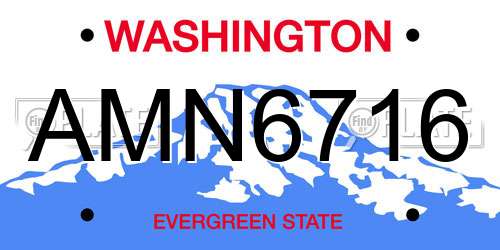 AMN6716 Washington License Plate