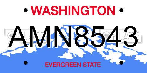 AMN8543 Washington License Plate