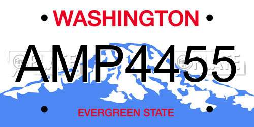 AMP4455 Washington License Plate