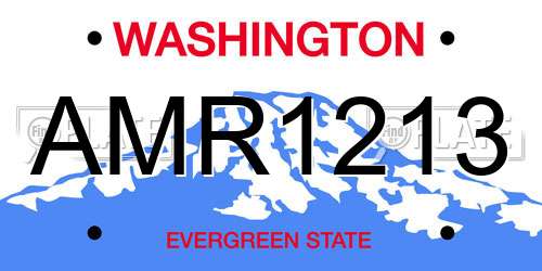 AMR1213 Washington License Plate