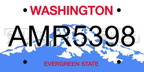 AMR5398 Washington License Plate
