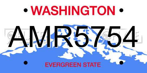 AMR5754 Washington License Plate