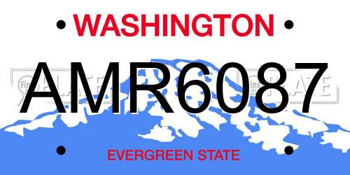 AMR6087 Washington License Plate