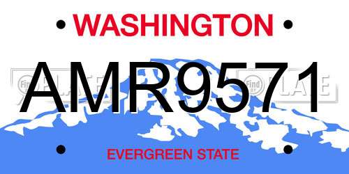 AMR9571 Washington License Plate