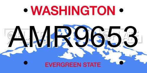 AMR9653 Washington License Plate