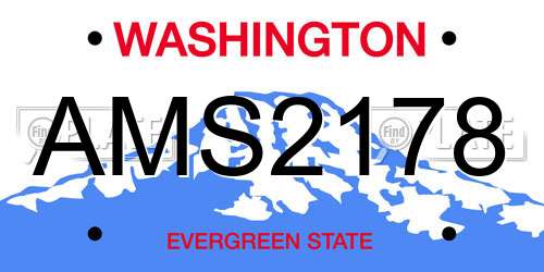 AMS2178 Washington License Plate