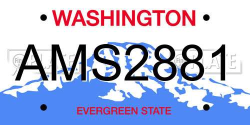 AMS2881 Washington License Plate