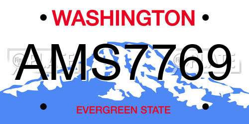 AMS7769 Washington License Plate