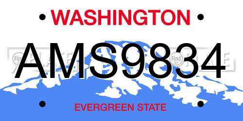AMS9834 Washington License Plate