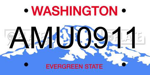 AMU0911 Washington License Plate