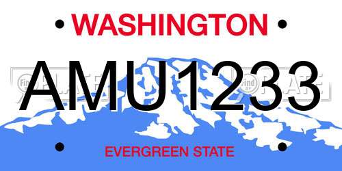AMU1233 Washington License Plate