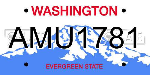 AMU1781 Washington License Plate