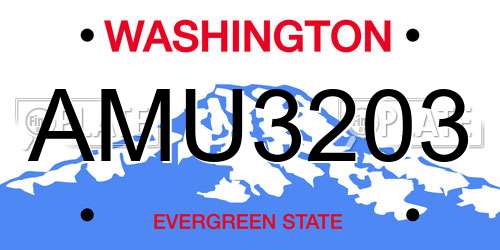 AMU3203 Washington License Plate