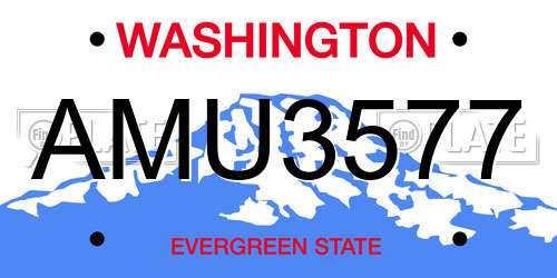 AMU3577 Washington License Plate