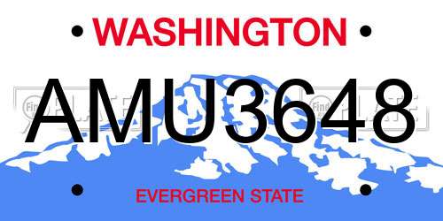 AMU3648 Washington License Plate