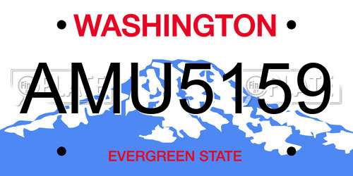 AMU5159 Washington License Plate