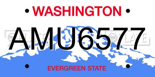 AMU6577 Washington License Plate