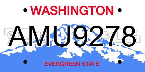 AMU9278 Washington License Plate