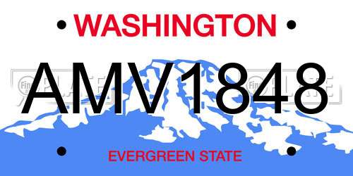 AMV1848 Washington License Plate