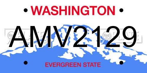 AMV2129 Washington License Plate