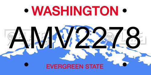 AMV2278 Washington License Plate
