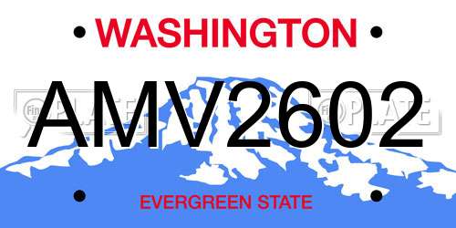 AMV2602 Washington License Plate