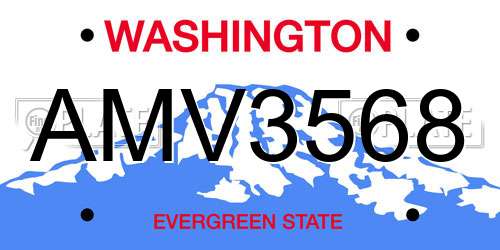 AMV3568 Washington License Plate