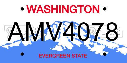 AMV4078 Washington License Plate