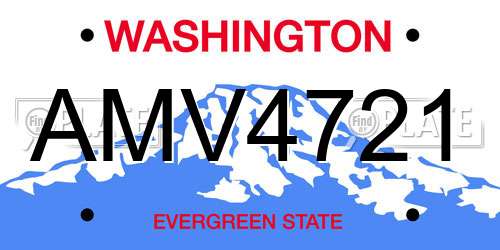 AMV4721 Washington License Plate