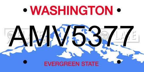 AMV5377 Washington License Plate