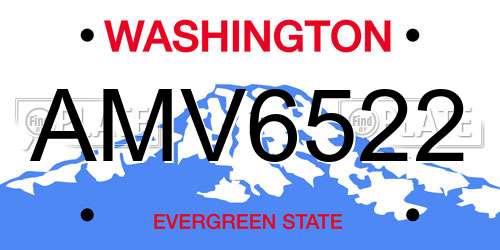 AMV6522 Washington License Plate