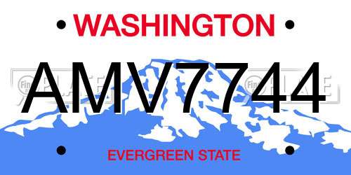 AMV7744 Washington License Plate