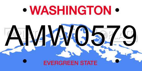 AMW0579 Washington License Plate