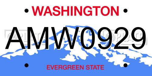 AMW0929 Washington License Plate
