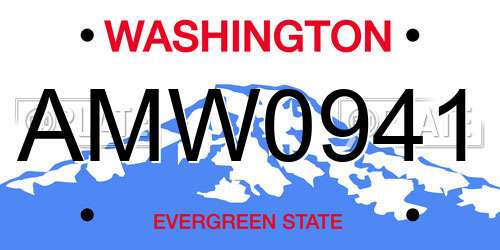 AMW0941 Washington License Plate