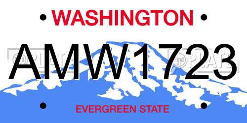 AMW1723 Washington License Plate