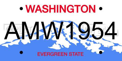 AMW1954 Washington License Plate