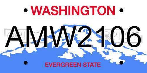 AMW2106 Washington License Plate