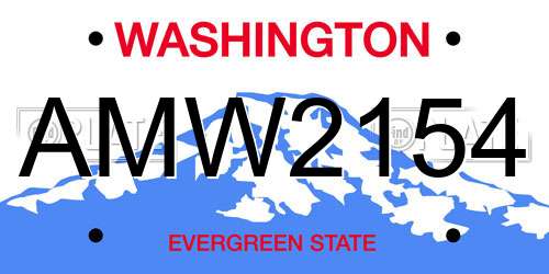 AMW2154 Washington License Plate