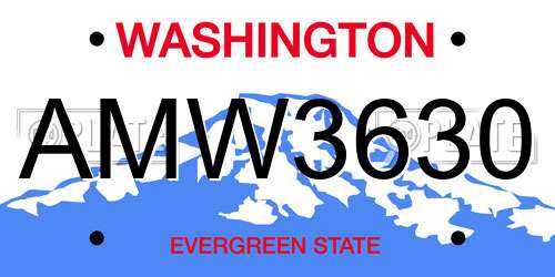 AMW3630 Washington License Plate