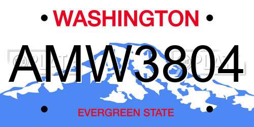 AMW3804 Washington License Plate