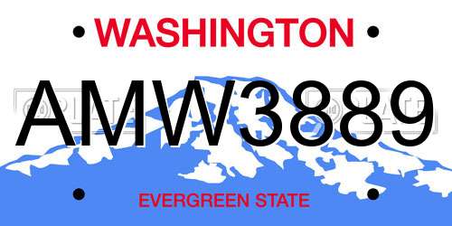 AMW3889 Washington License Plate