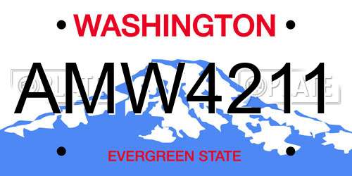 AMW4211 Washington License Plate
