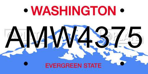 AMW4375 Washington License Plate