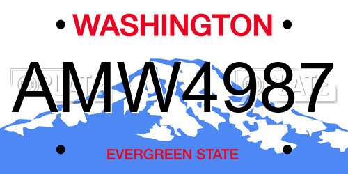 AMW4987 Washington License Plate