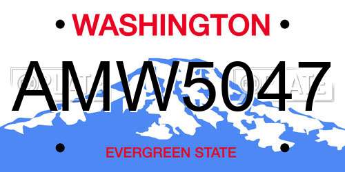 AMW5047 Washington License Plate