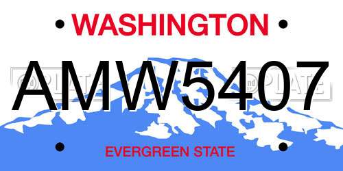 AMW5407 Washington License Plate